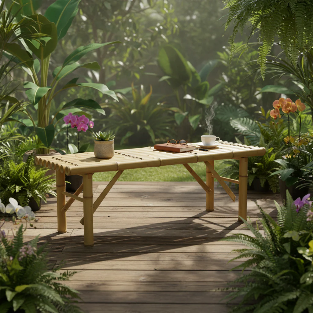 Light Bamboo Folding Bench - 47 Inch