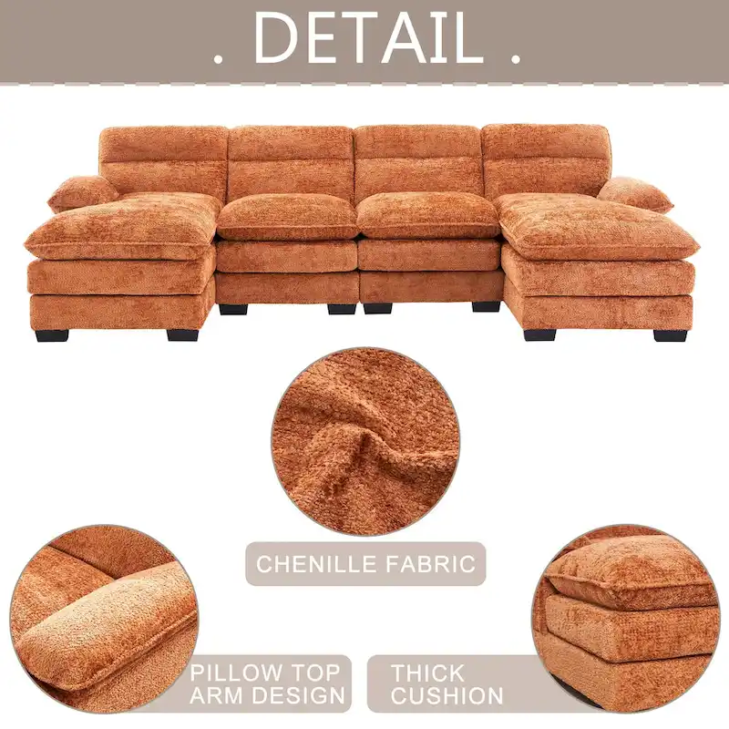 U-Shaped Chenille Sofa