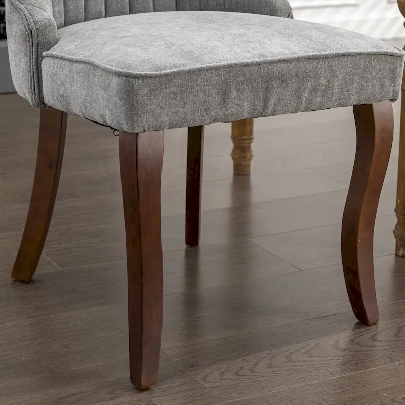 2-Piece Armless Dining Chairs Set with High Back, Upholstered Kitchen Accent Chairs with Curved Solid Wood Legs