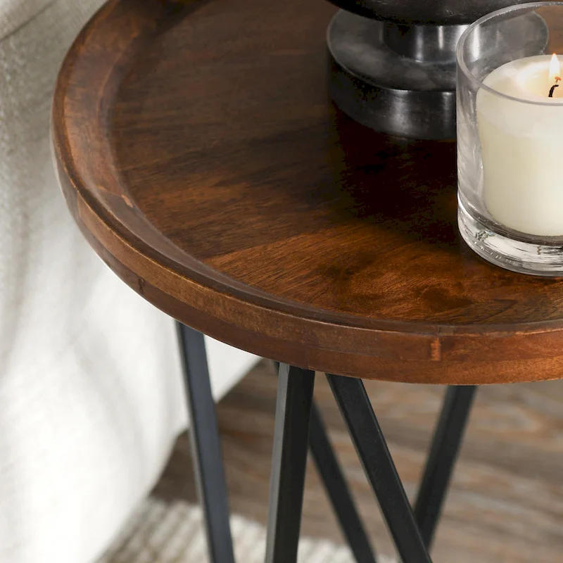 Lamar Mango Wood End Table in Medium Brown by Kosas Home