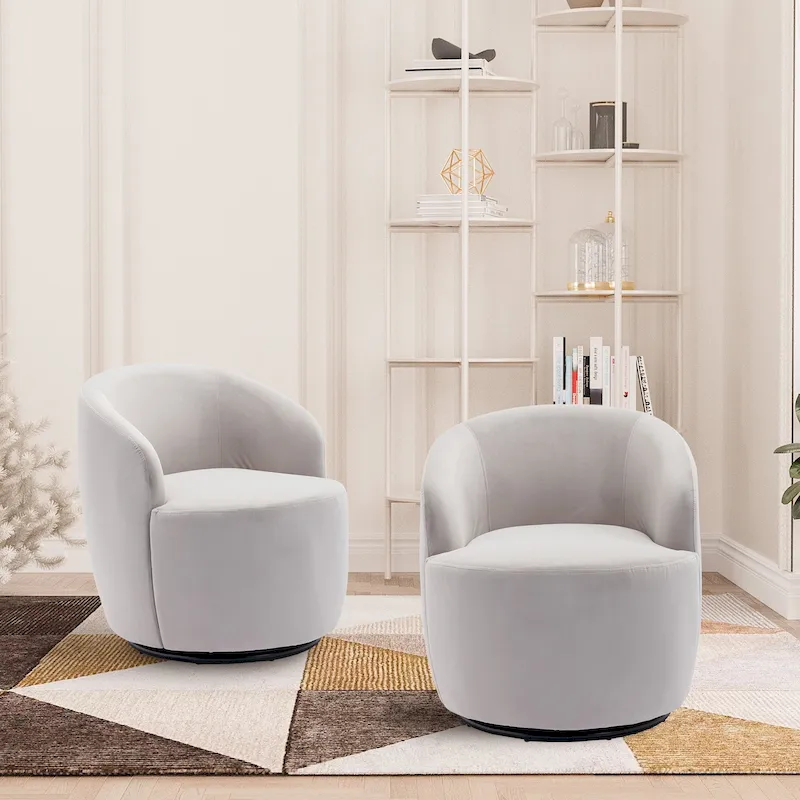 Ouyessir Modern Teddy Upholstered Swivel Barrel Chair(Set of 2)