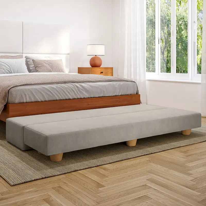 Pinot / Camel / Coffee / Ice / Ivory / Butternut / Indigo Micro-Velvet Convertible Bed Bench & Twin Sleeper - Single Use