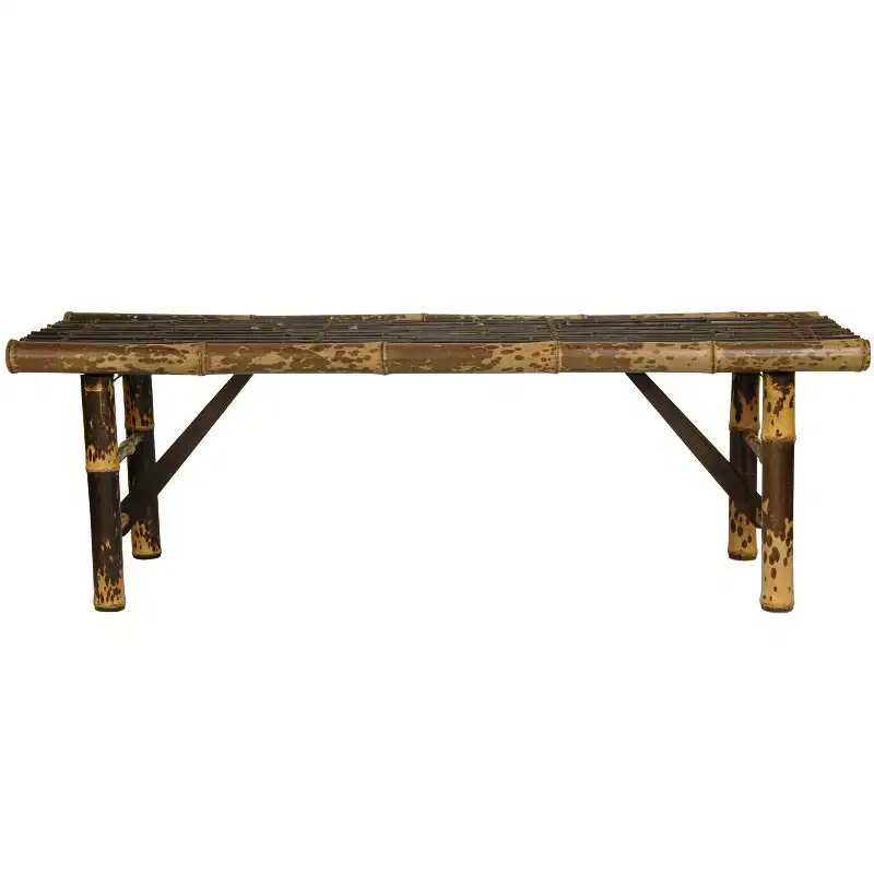 Japanese Bamboo Folding Bench Dark Bark - Oriental Furniture: Sustainable Eco-Friendly Design, Seats 2