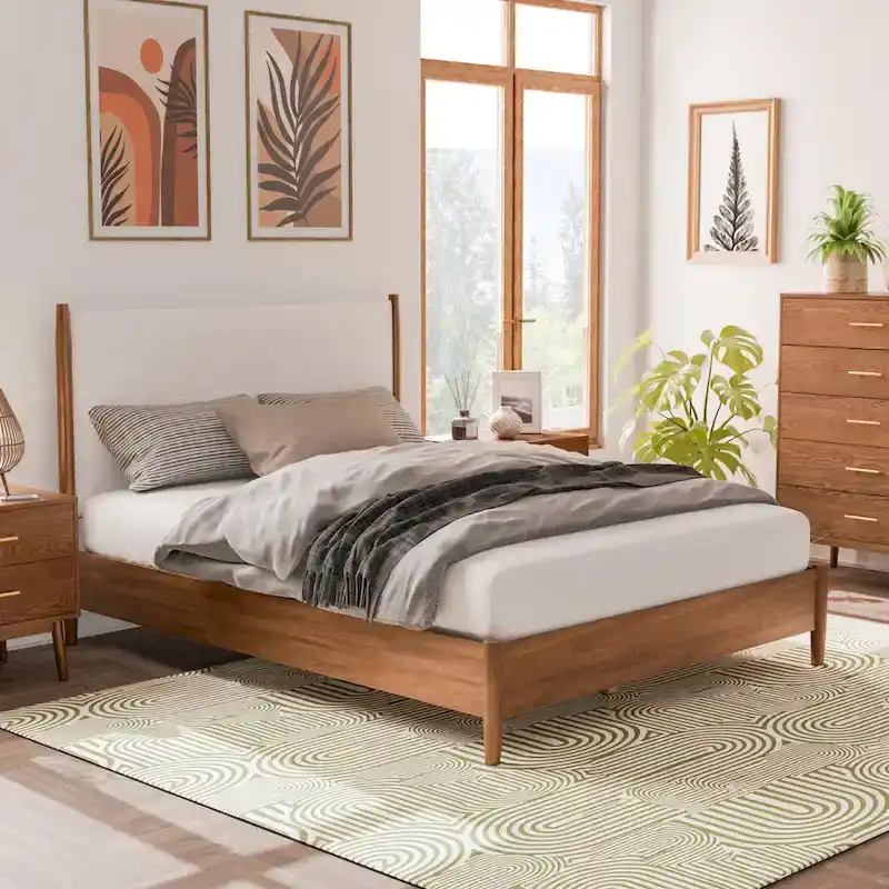 Furniture of America Beau Midcentury 6-Piece Walnut Queen Bedroom Set