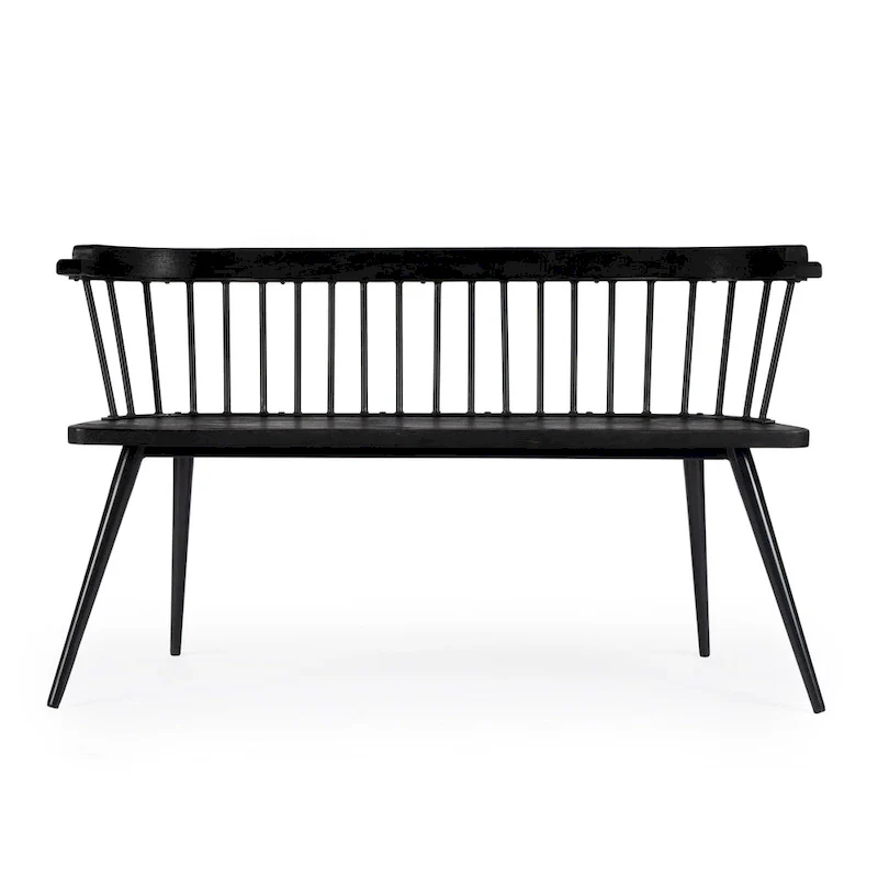 Spindle Back Bench - Solid Mango Wood & Iron Frame, 48.25