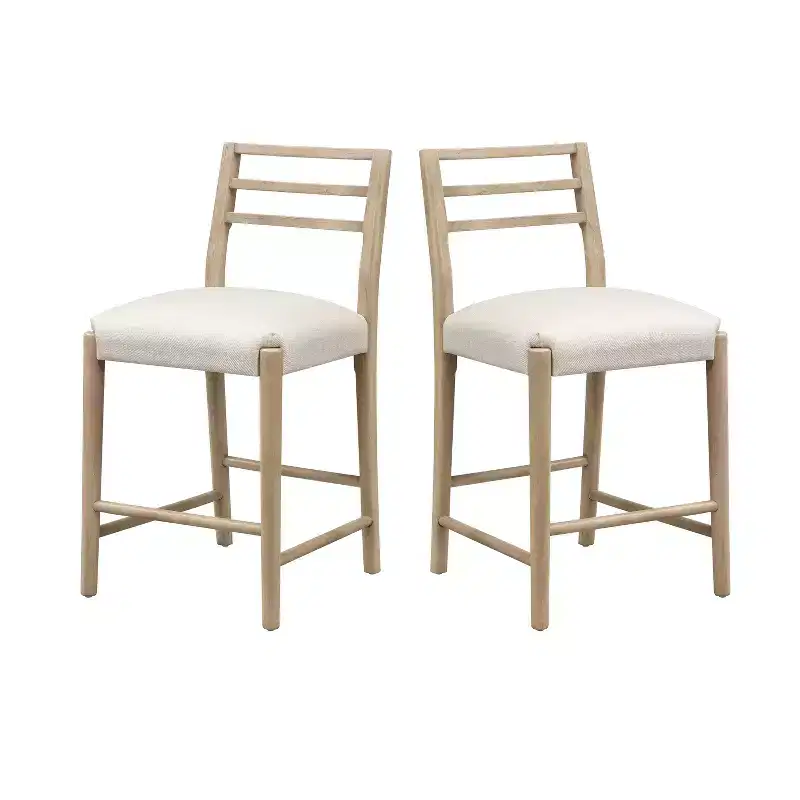 Christopher Knight Home Aranda Rubberwood Counter Stools with Ladder Backrest (Set of 2)