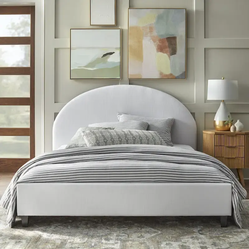 angelo:HOME Ava Mid-Century Upholstered Queen Platfom Bed