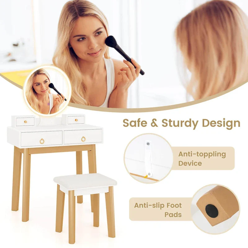 Costway Vanity Makeup Table Touch Screen 3 Lighting Modes Dressing - See Details