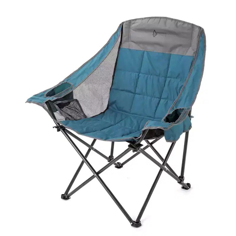 ARROWHEAD OUTDOOR 2-Pack Oversized Folding Camp Chair, XL Adjustable Cup Holder, Mesh Sides, Inner Pockets, Carry Bag, Supports 300 lbs (Ocean Blue)