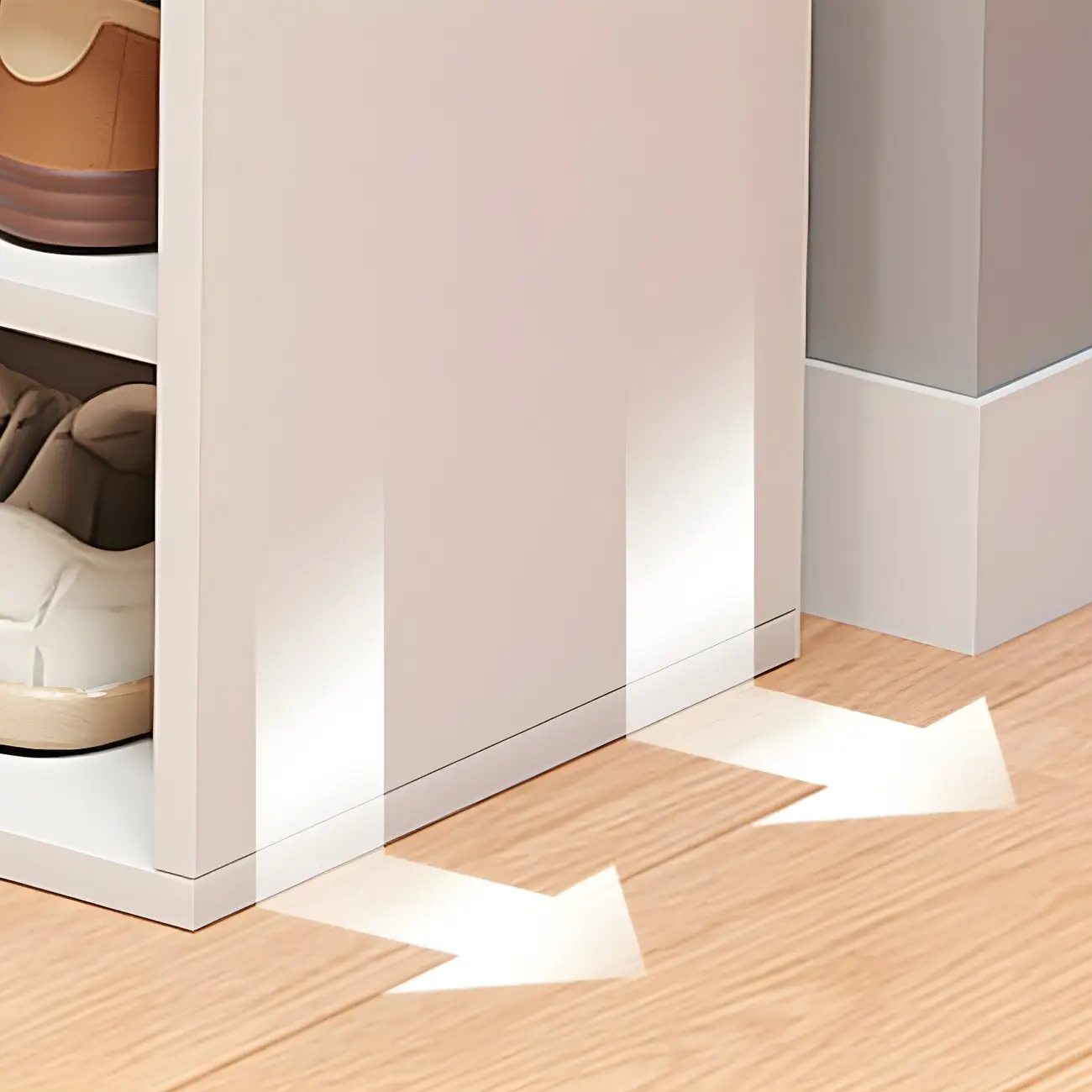 Modern White Tall Shoe Cabinet with Adjustable Shelves