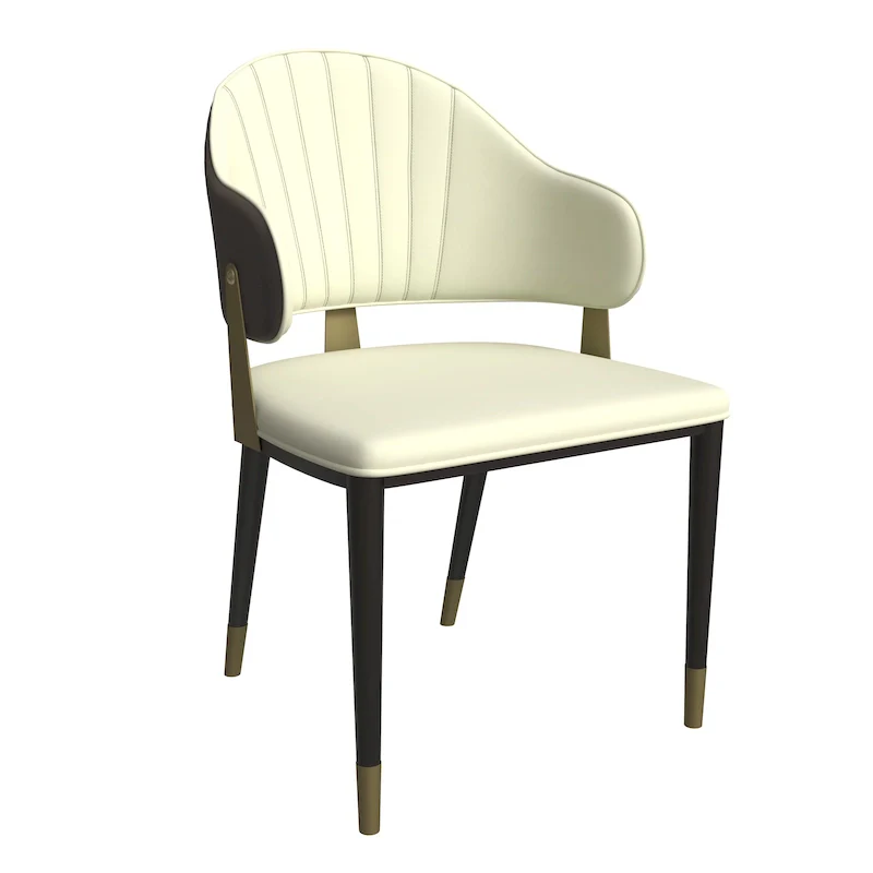 Leather Dining Chair in Iron with Gold Accents Design Modern Ergonomic Side Chair