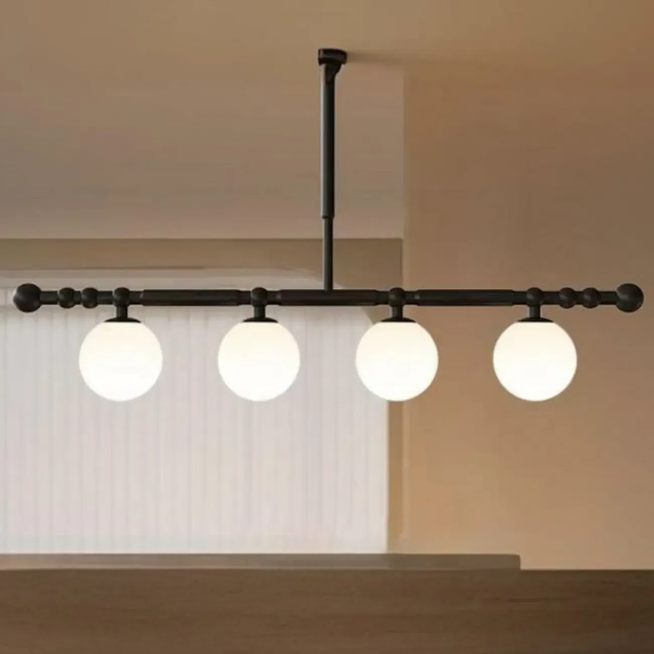 Modern Black Metal Globe Island Pendant Light for Kitchen