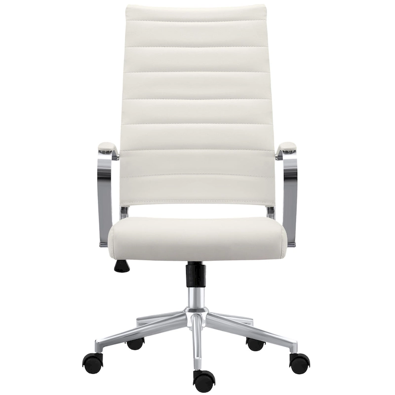 Modern Ergonomic Office Chair: Mid Back, PU Leather, Arms, Tilt, Adjustable Height, Wheels, Swivel