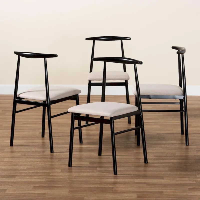 Arnold Modern Industrial Fabric and Metal 4-Piece Dining Chair Set