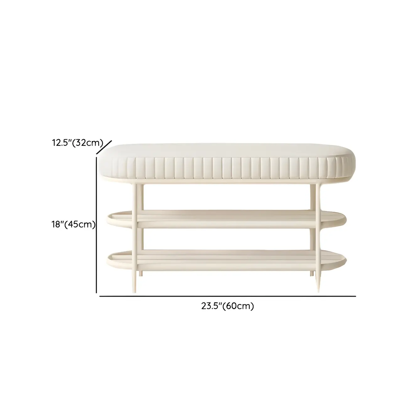 Elegant Oval Metal Cushioned Shoe Rack Bench