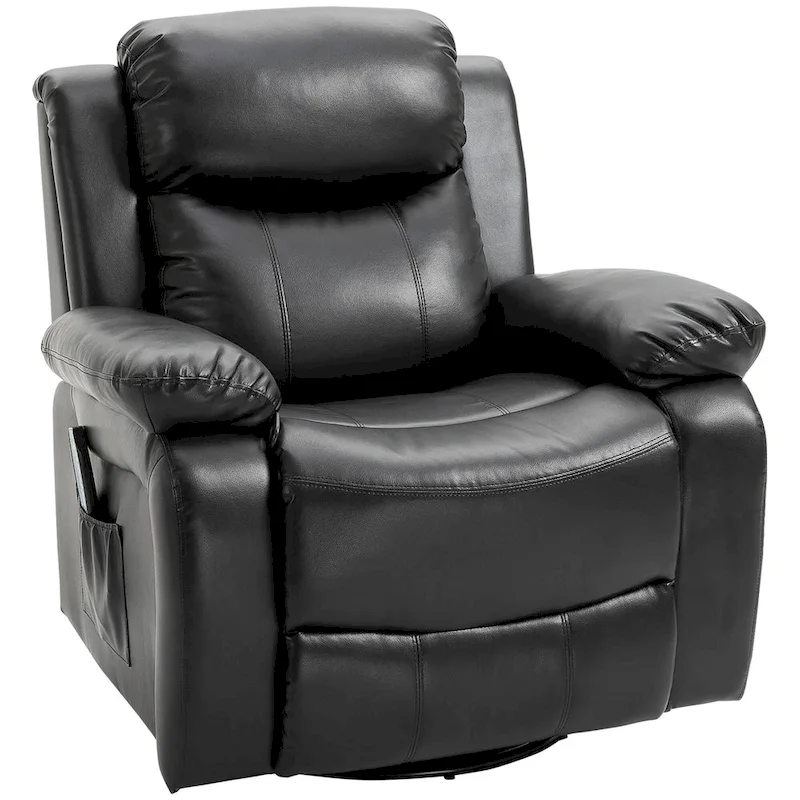 PU Leather Massage Recliner Chair, Swivel Rocker with Remote Control