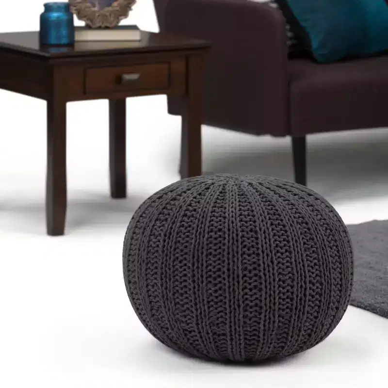 Grandville Hand Knit Round Pouf - WyndenHall
