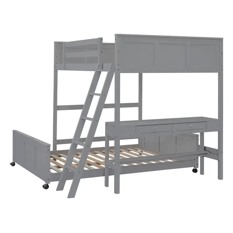 Full Over Full/Twin Over Full Bunk Bed with Desk