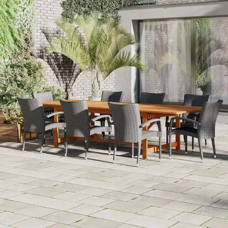 Amazonia Vera 9pc FSC Wood Outdoor Patio Extendable Dining Set