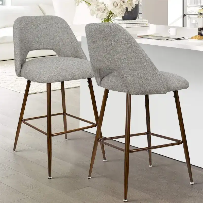 Upholstered Modern Bar Stool Walnut Leg