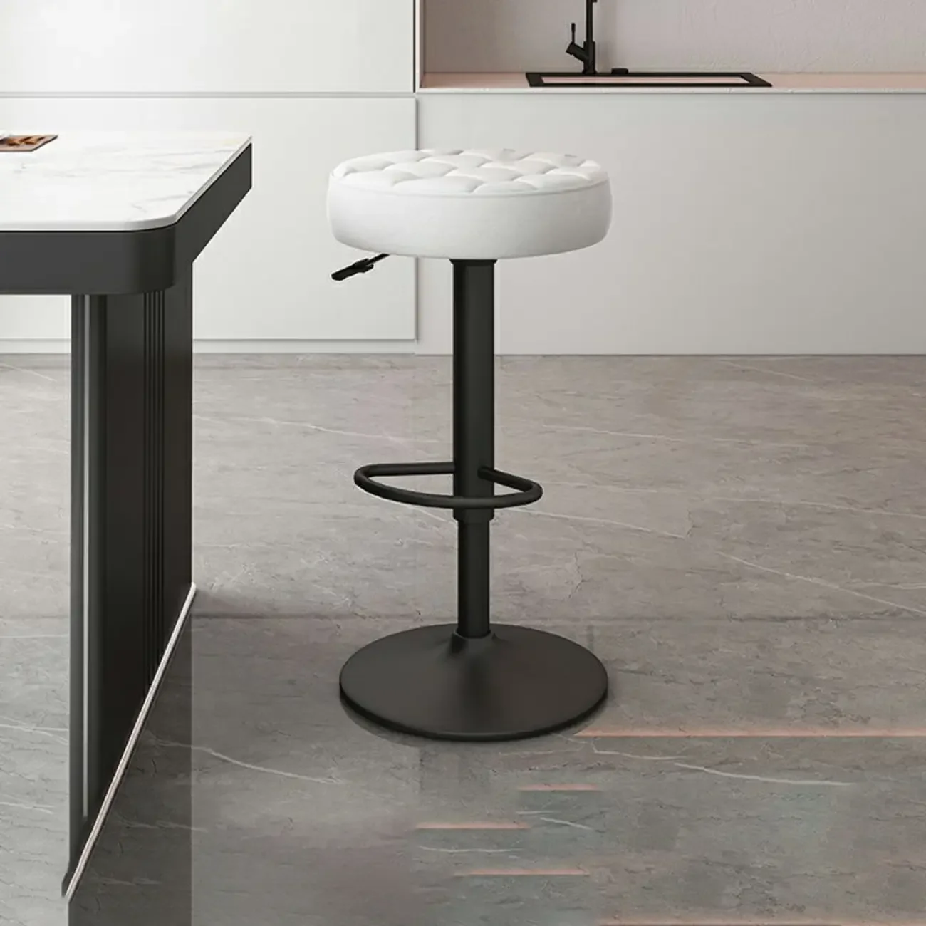 Leather Upholstered Adjustable Swivel Bar Stools