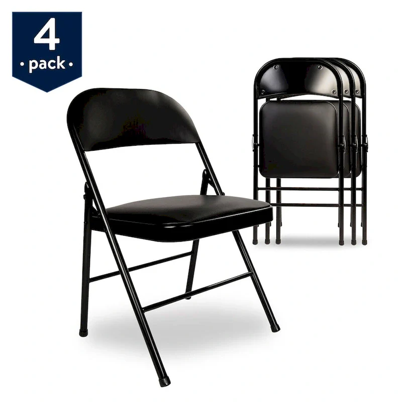 Javlergo 4 Pack Folding Chairs with Padded Cushion, Indoor Outdoor Portable Metal Chairs for Home Office