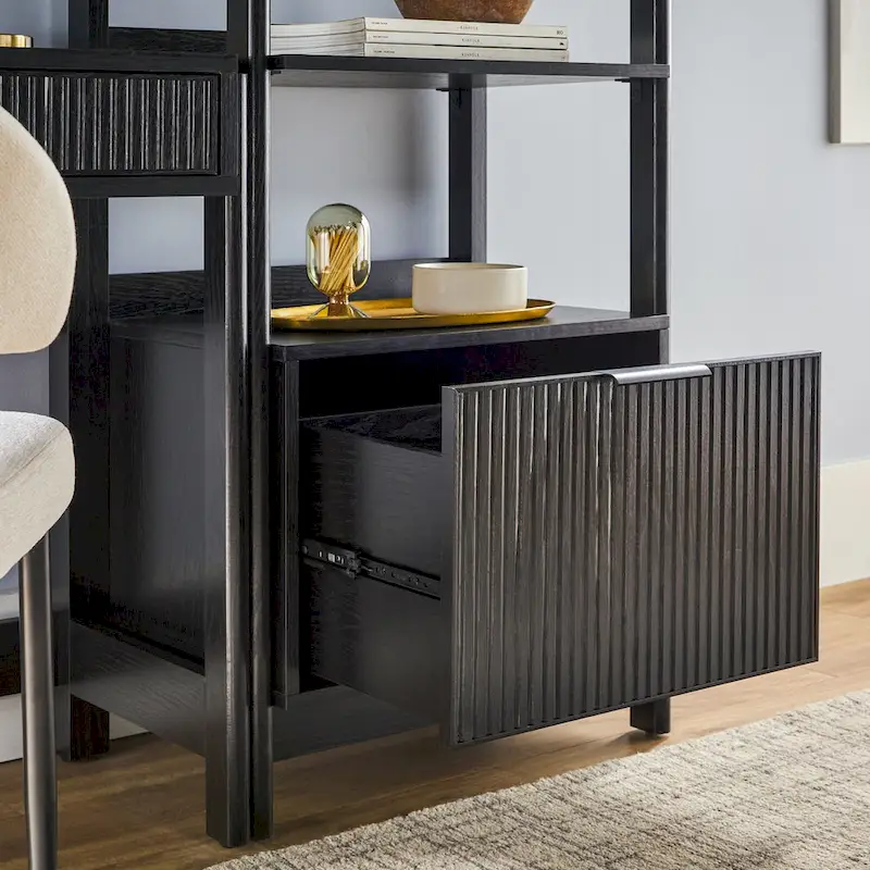 3-Piece Set Writing Desk with 2 Narrow Bookcases