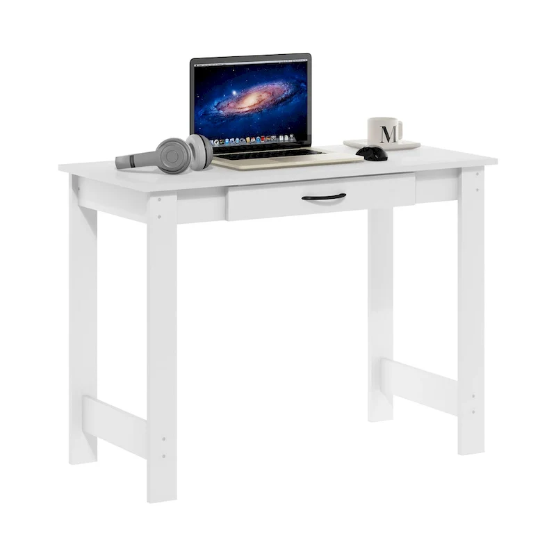 Writing Desk with Drawer - White Home Office Desk