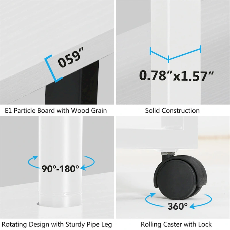 L-Shaped Rotating Computer Desk with Bookshelf