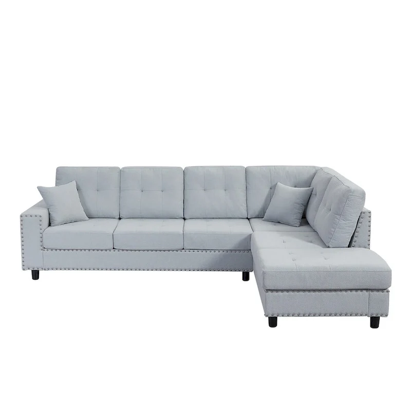 Linen L-shaped Modular Sectional Sofa with Cushions