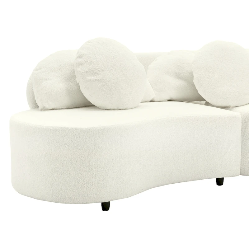 103.5 Lamb Velvet Armless Sofa with 6 Pillows and Floating Design
