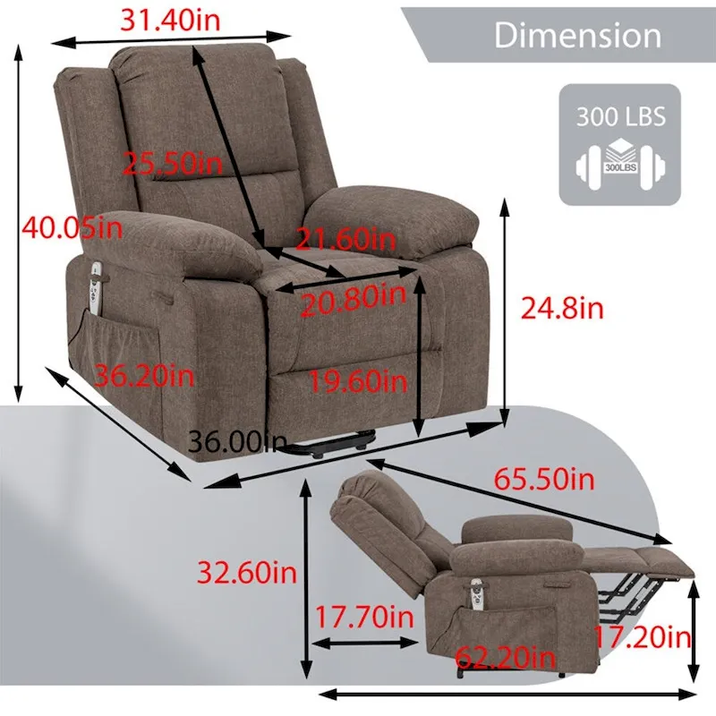Electric Massage Power Recliner Chair, Multi-function Lifting, Timing