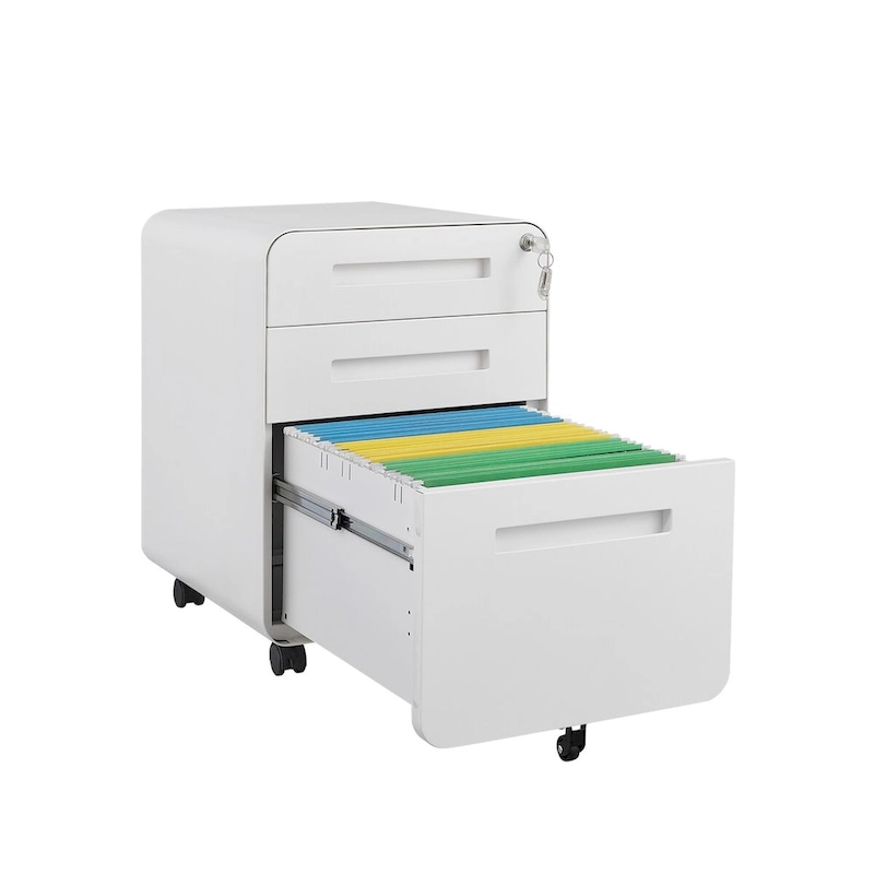 3-Drawer Mobile File Cabinet with 5 Wheel and Lock