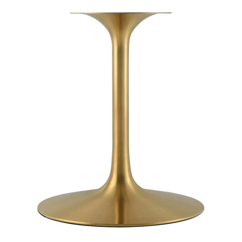 Modern Tulip Style Steel Table Base with Brushed Brass Finish, Adjustable Glides for Dining Room