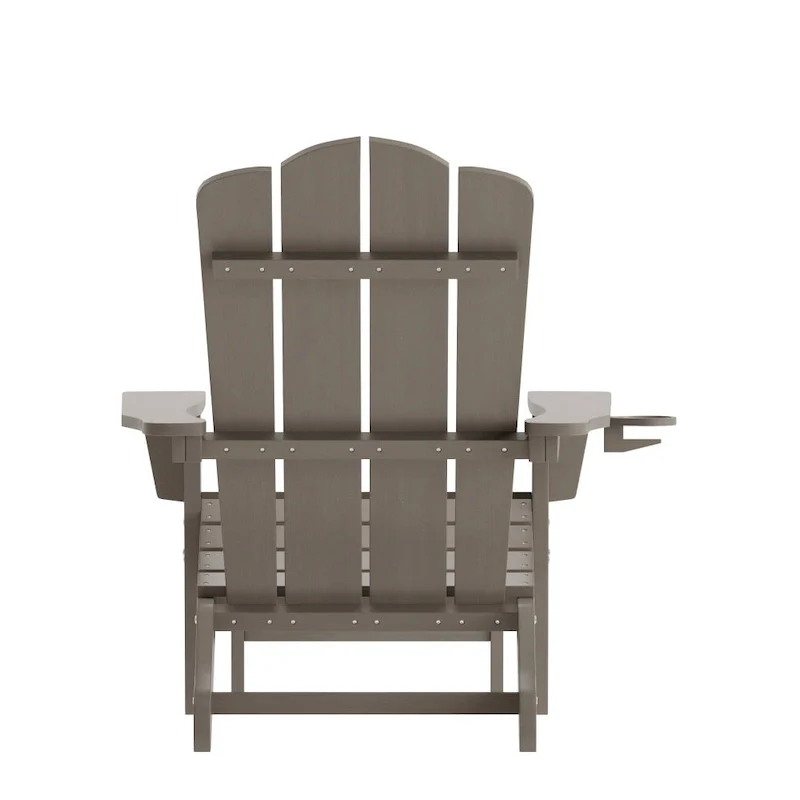 Commercial All-Weather Adirondack Chair with Pullout Ottoman & Cupholder