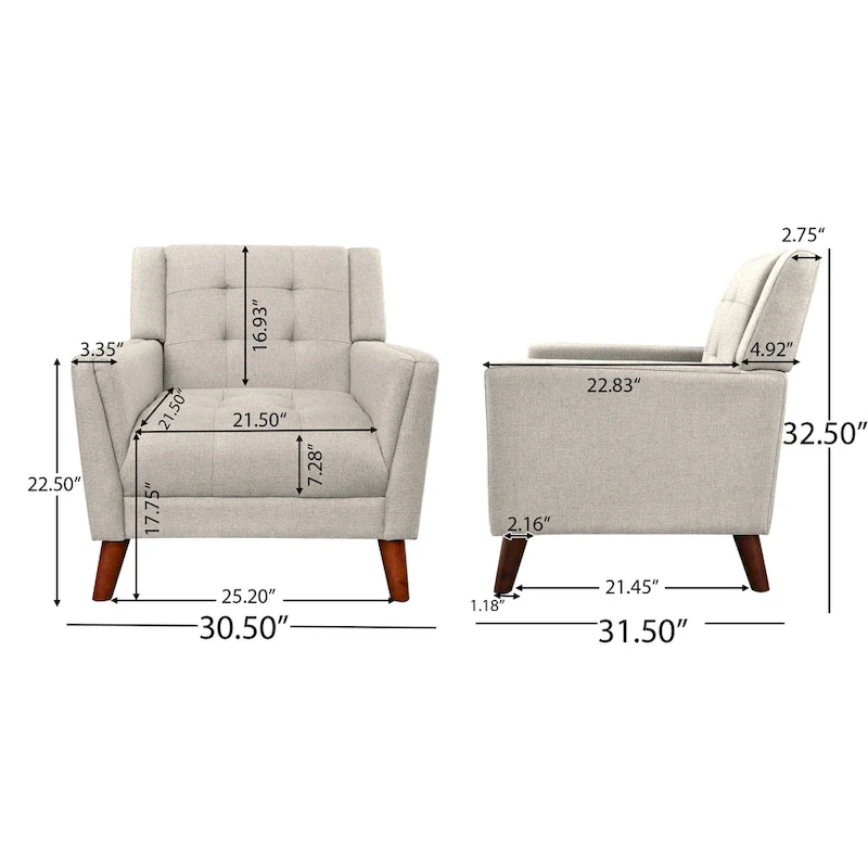 Candace Mid-century Modern Armchair by Christopher Knight Home - 32.28W x 31.50L x 32.68H