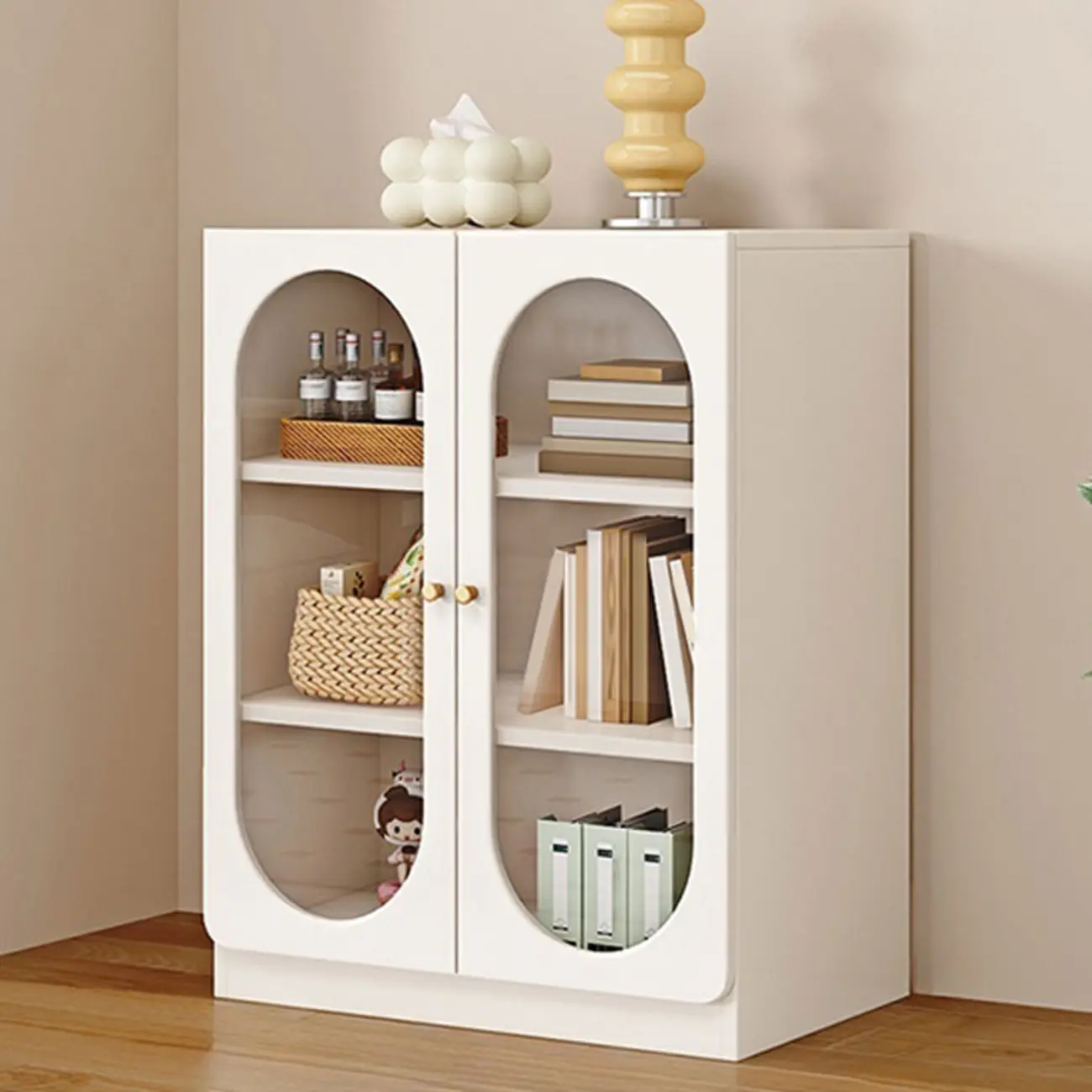 Modern White Wood Storage Bookcase Display Unit