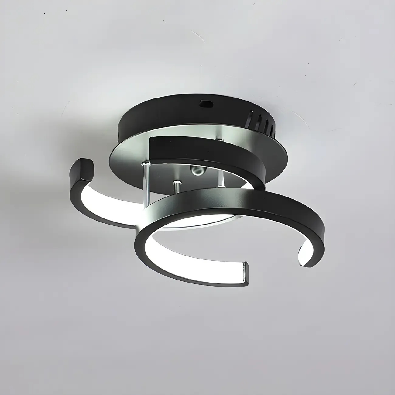 Black Geometric Metal LED Semi Flush Mount Ceiling Light