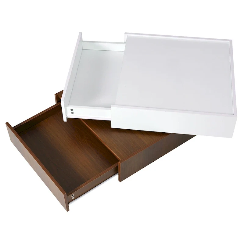 Rotating Coffee Table with 2 Drawers