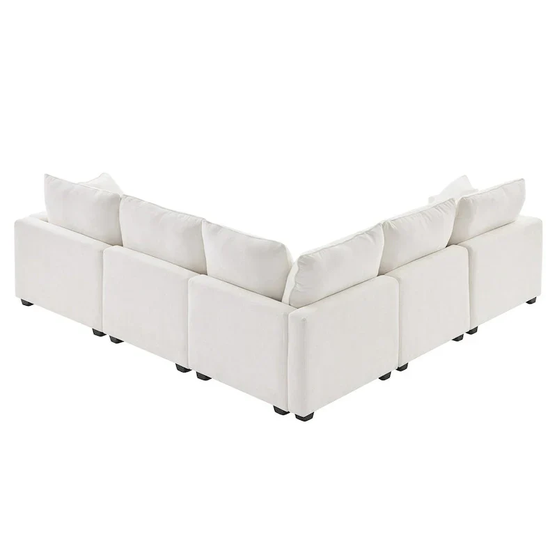 5-Seat L-Shaped Modular Sofa with Chenille Upholstery