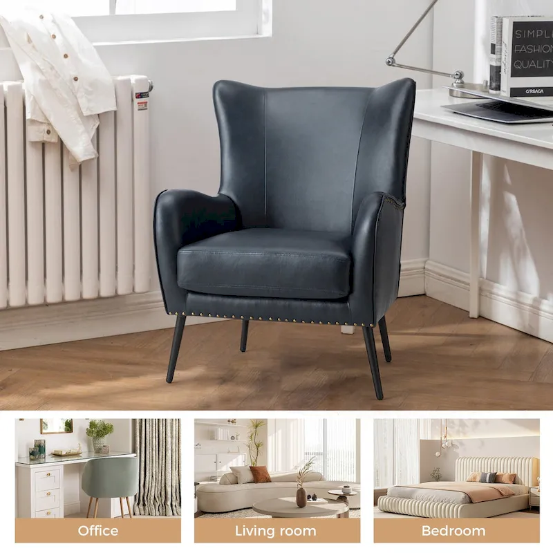 Invidiae Wooden Upholstered Armchair with Metal Legs