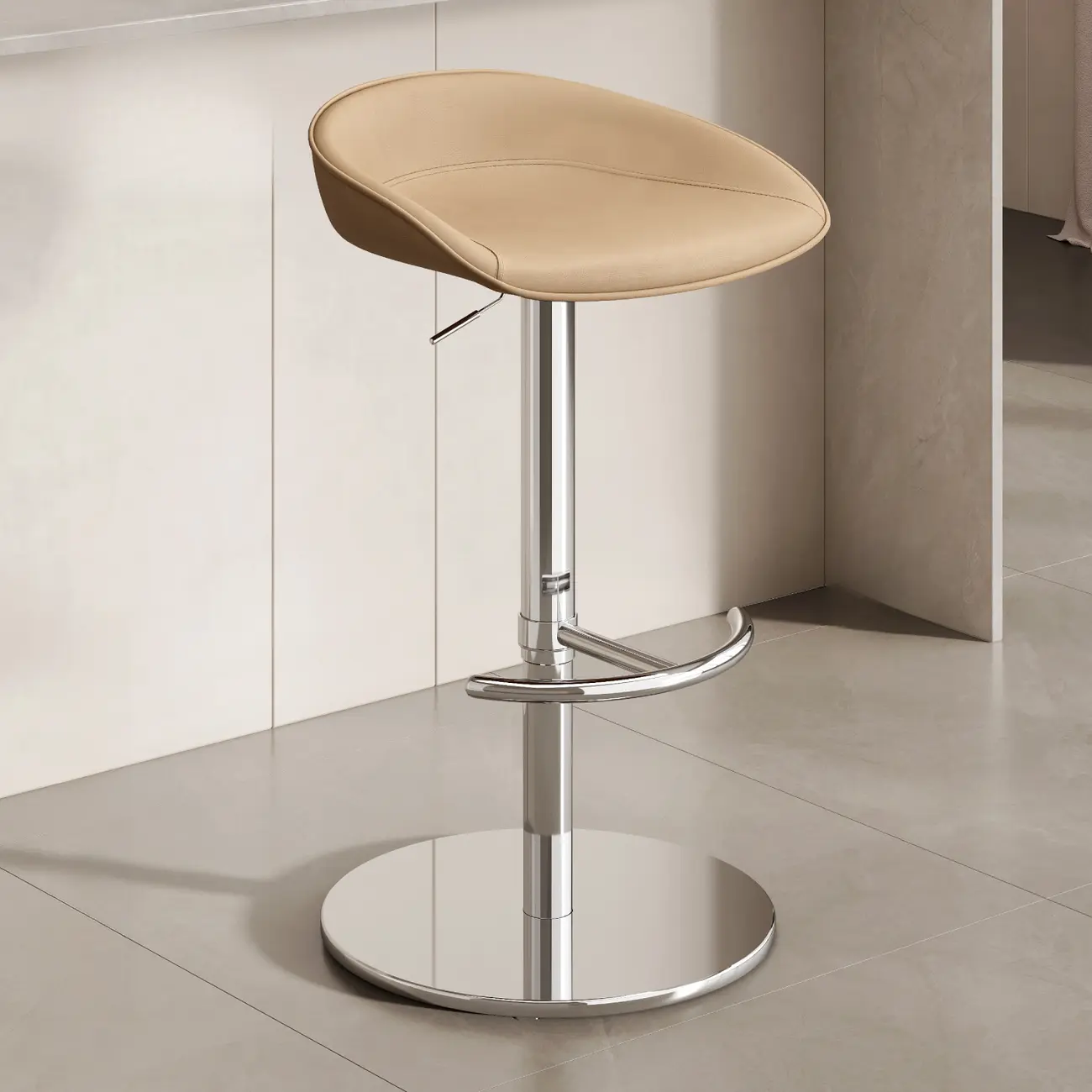 Industrial Modern Pedestal Leather Bar Stools