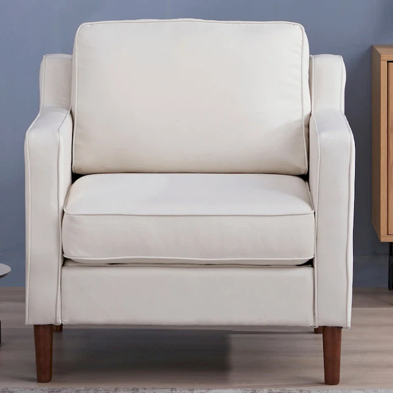 Sedona Modern Accent Chair, Faux Linen / Vegan Leather Armchair