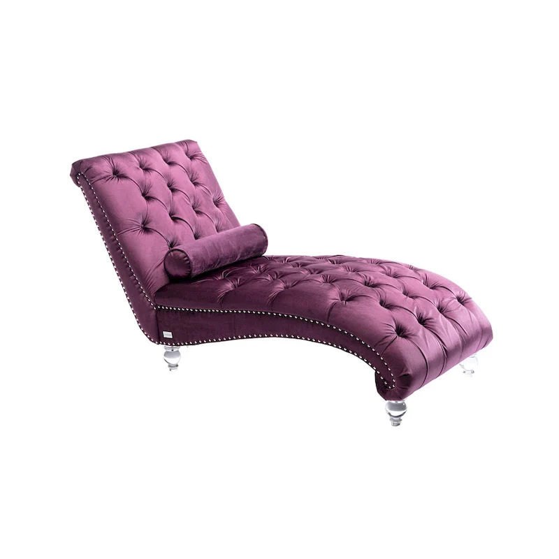 Velvet Tufted Chaise Lounge Accent Living Room Chair