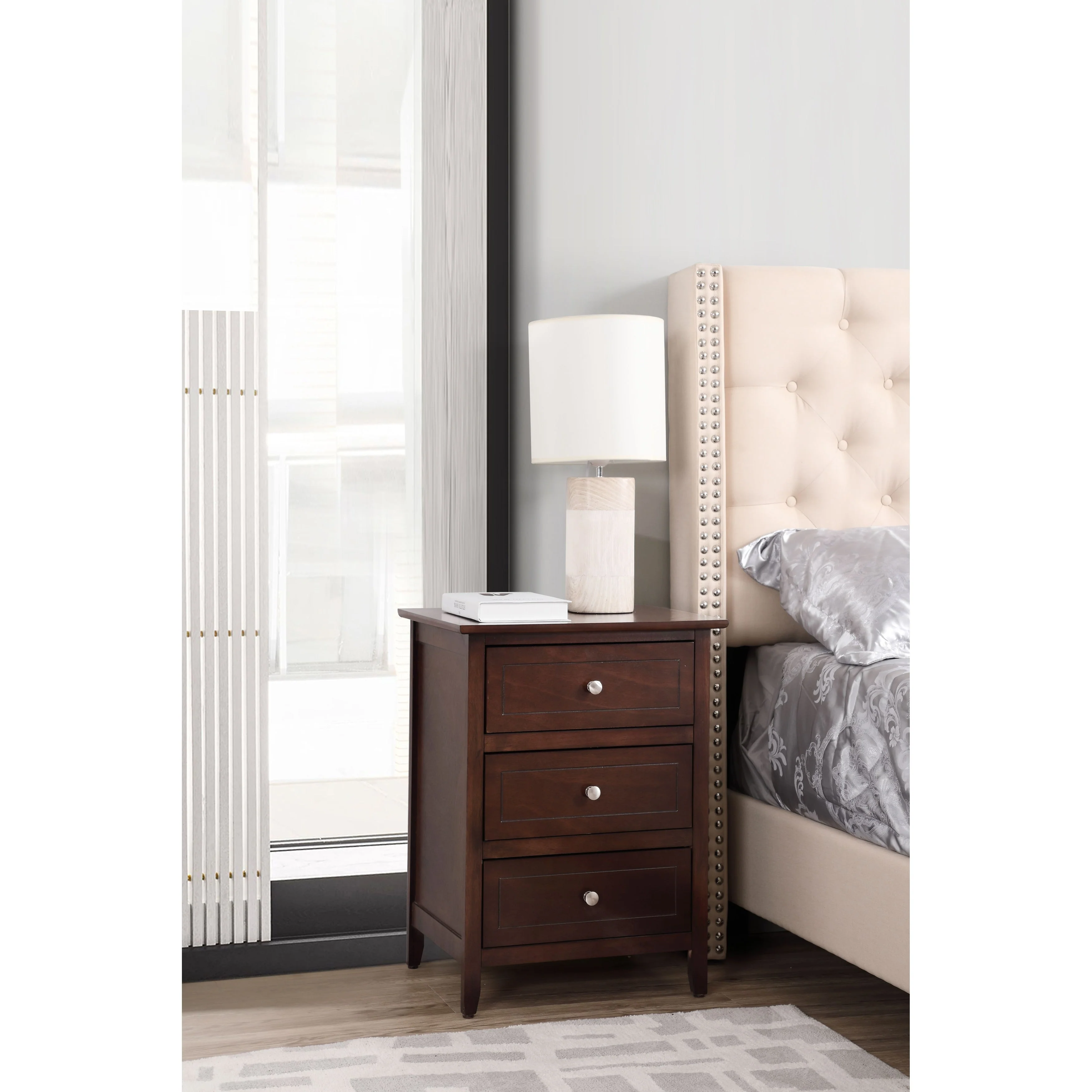 Daniel 3-drawer Transitional Wooden Nightstand