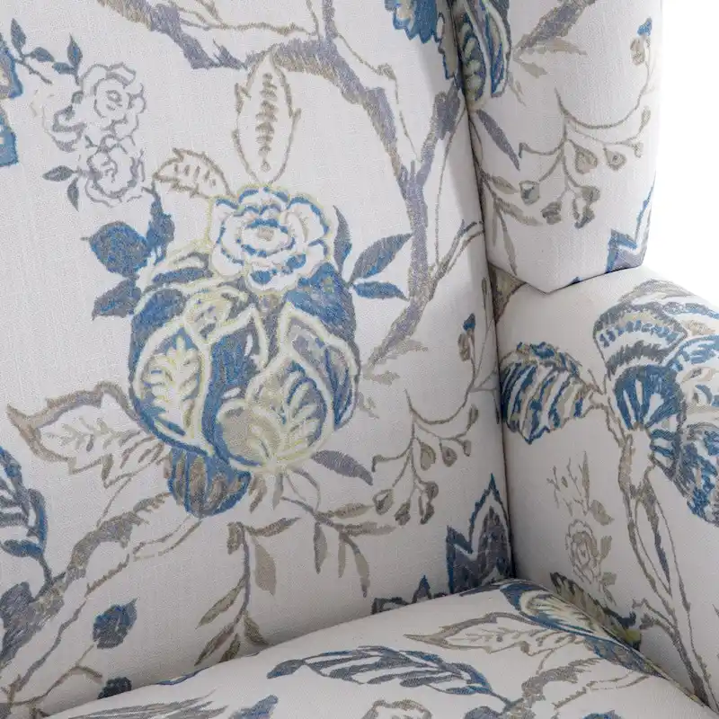 Accent Armchair with Turned Legs Set of 2 Blue/ Beige / Grey