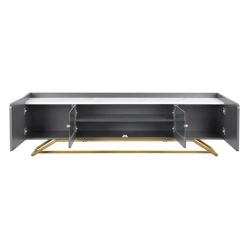 TV Console Table with Gold Frame Base