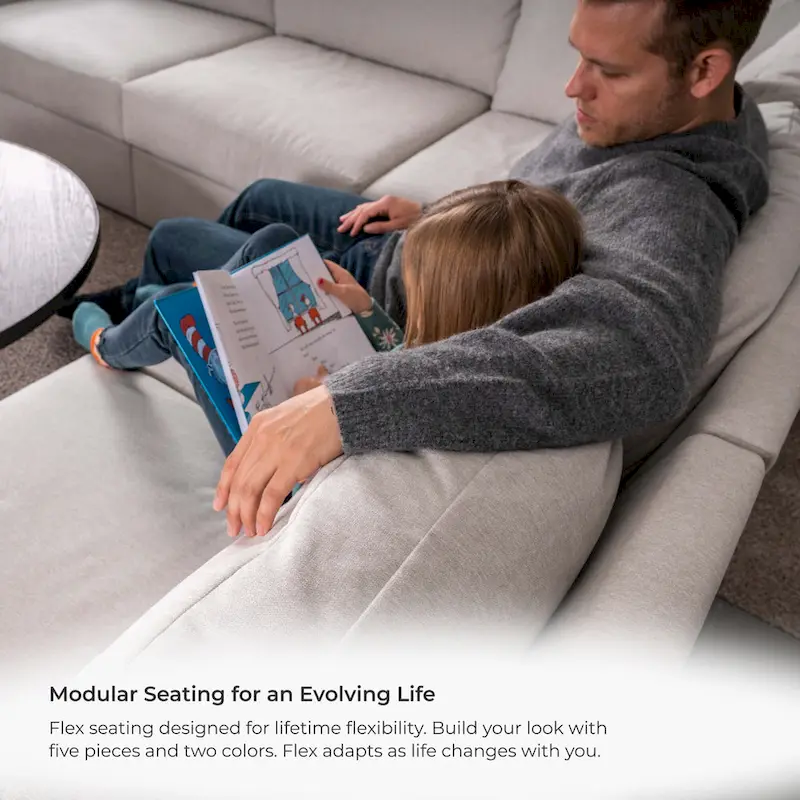 Flex 99 Upholstered Modular Sofa with Bumper Ottoman - 101 x 35 x 37