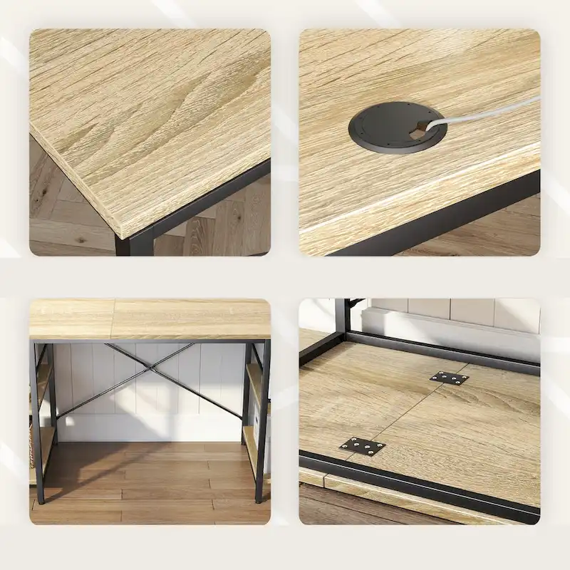 95.2 Inch L Shaped Desk with Shelves Home Office Computer Desk