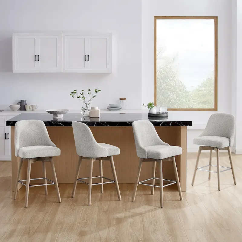 Art Leon Set of 2 Upholstered Counter Height Swivel Barstool